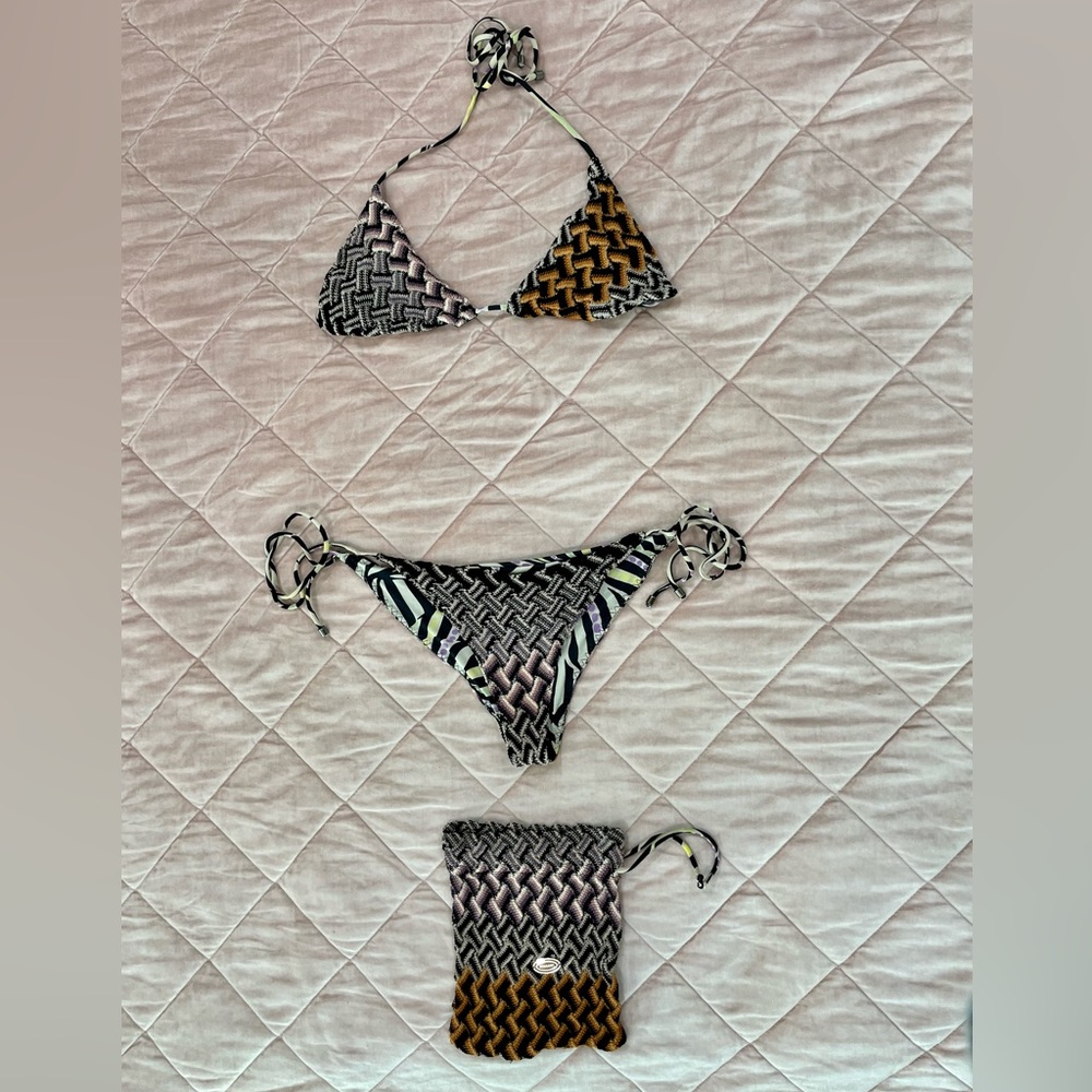 RARE Missoni Reversible Crochet-Knit Triangle Bikini Set!